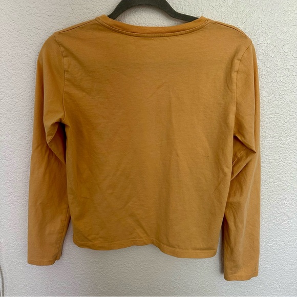 Everlane The Organic Cotton Long-Sleeve Box-Cut Pocket Tee |Small | Gold - Picture 4 of 6